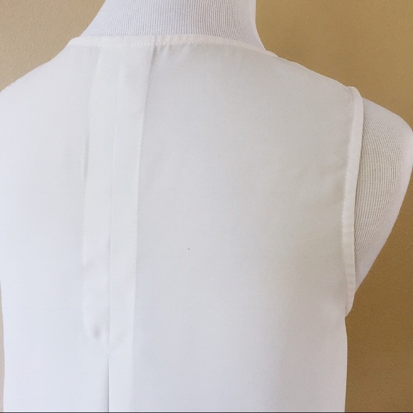 🆕 ASOS Split Pleat Ash White Sleeveless Tank Top - Picture 3 of 4